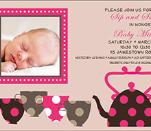 Sip and See Tea Cups Baby Shower Printable Invitation - Beige